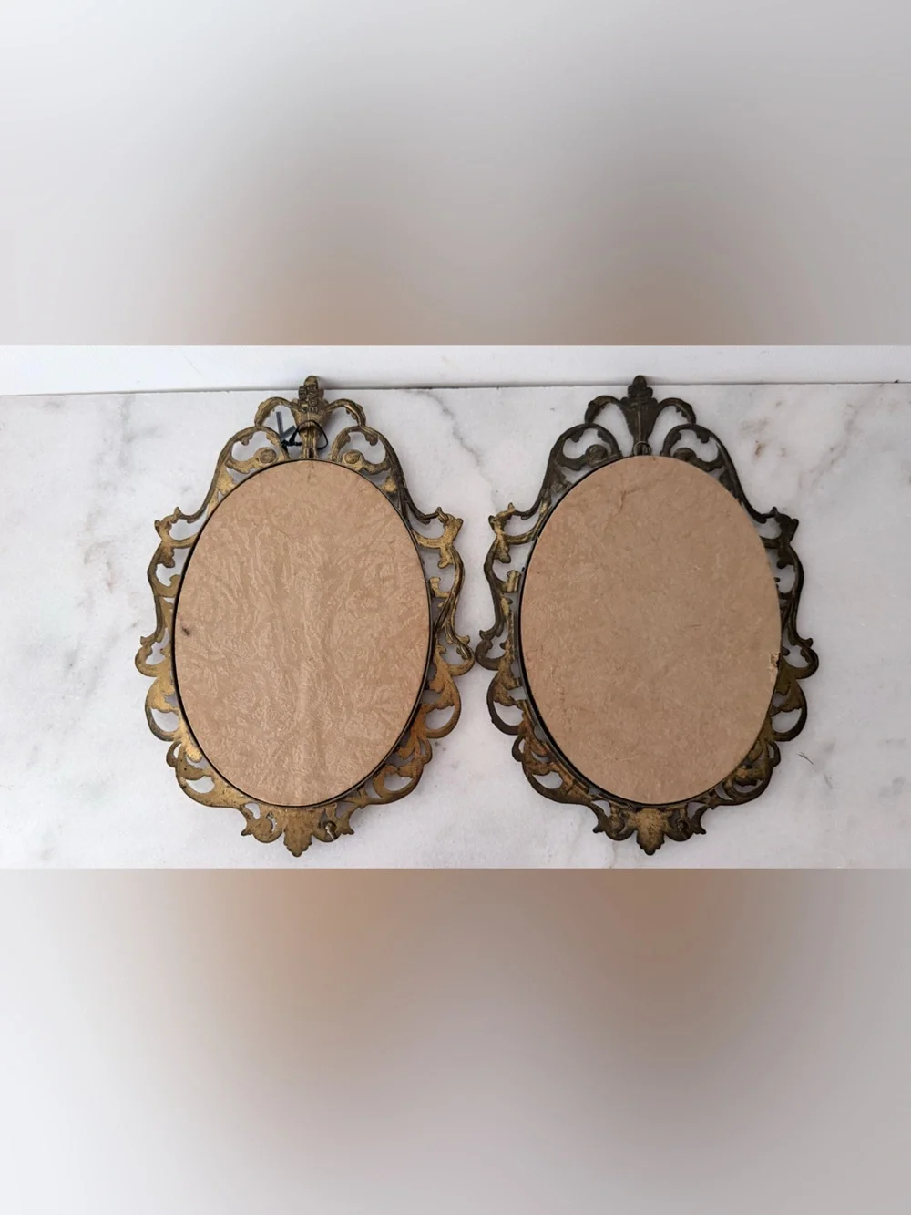 Vintage Floral Still Life Wall prints Ornate Brass-Tone Frames set of 2